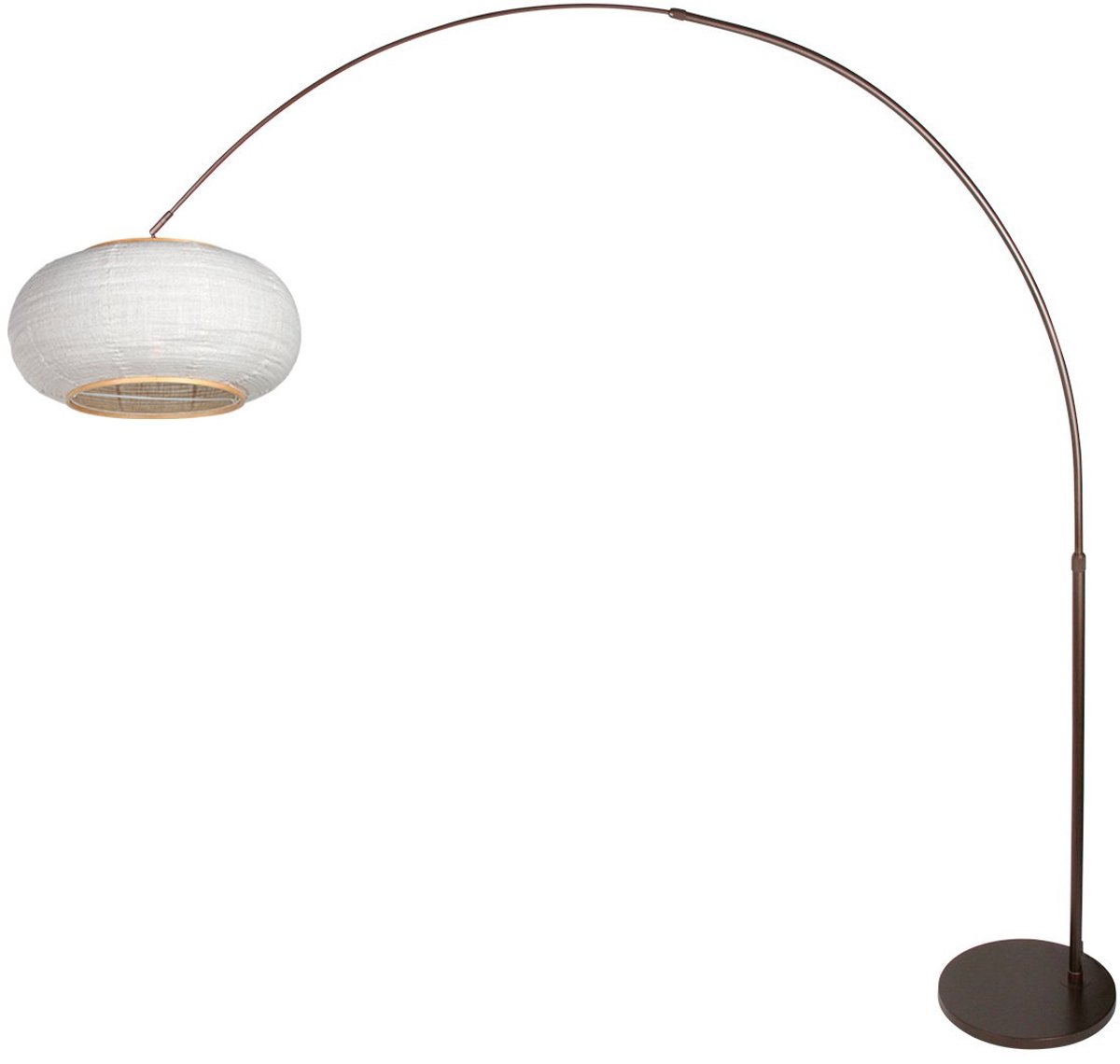 Booglamp Silva Alba 4761CA cacao met linnen kap Ø60 cm, hoogte verstelbaar van 210-240 cm,