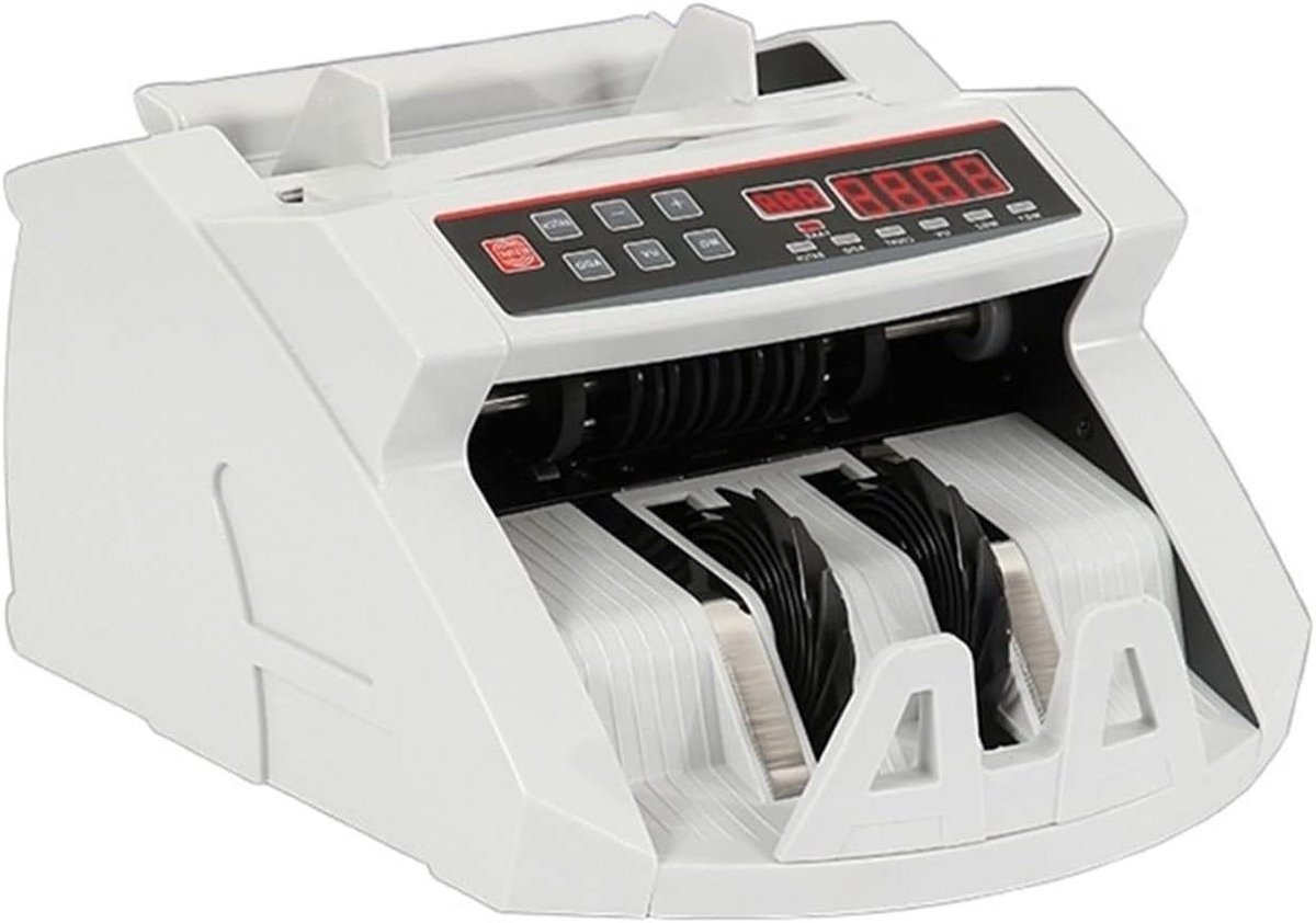 Geld Tel Machine - Bankbiljet Teller - Snel Geld Tellen - Meerdere Valuta Detectie - 1-200 Vel Capaciteit - Wit