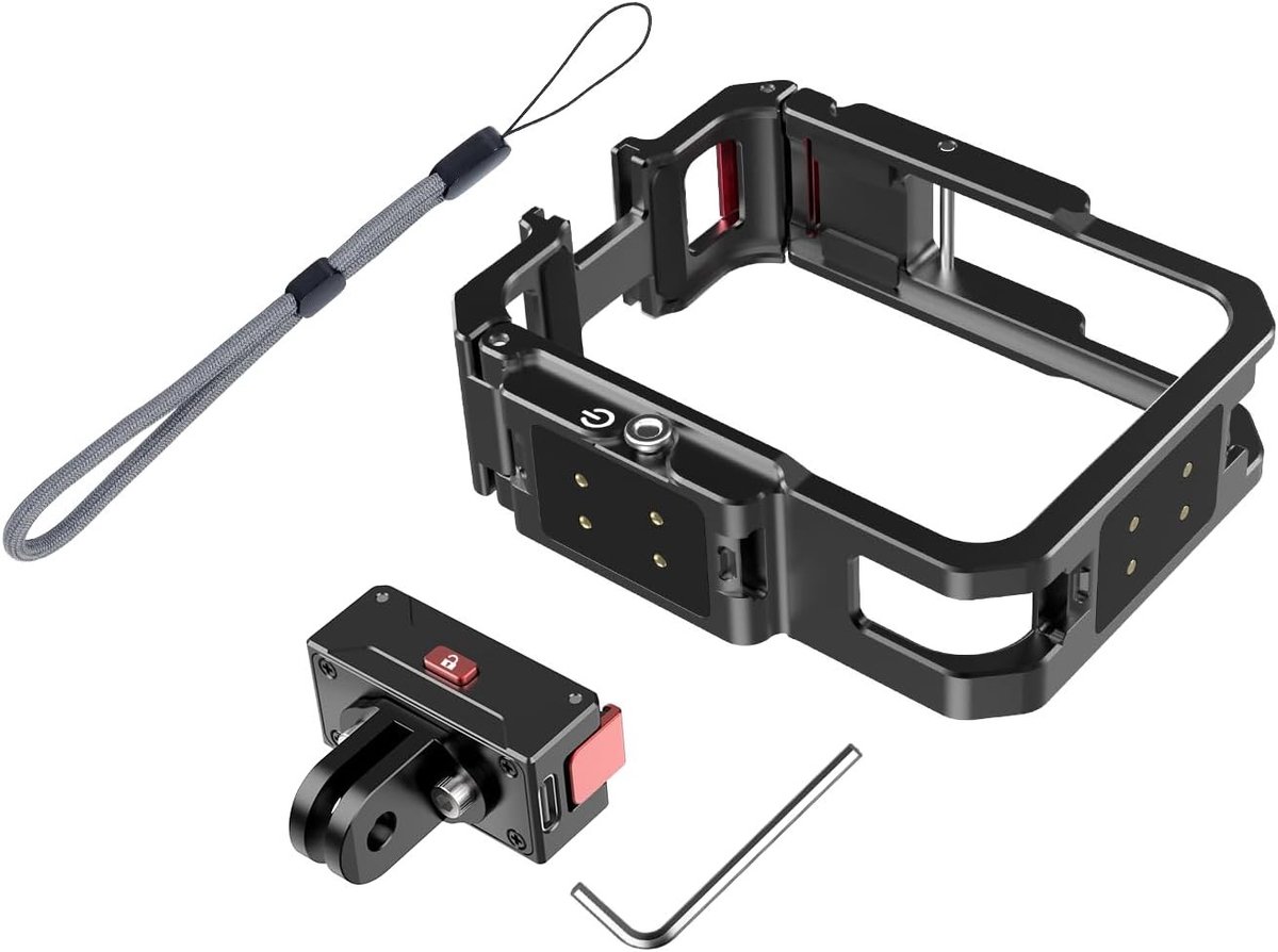 Uitbreidingsframe met magnetische quick release en koude schoenbevestiging voor OSMO 360 panoramische actiecamera, 1/4 inch positioneringsgatbasis, ideaal voor videoproductie en fotografie