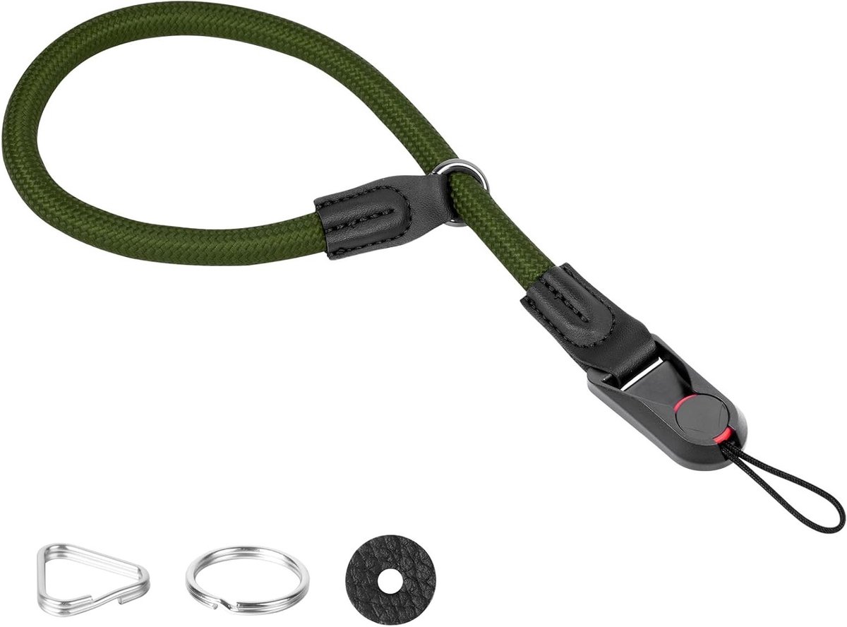 Verstelbare Camera Polsband van Neopreen met Snelle Bevestiging voor DSLR en Spiegelloze Camera's - Groen, Comfortabel en Duurzaam