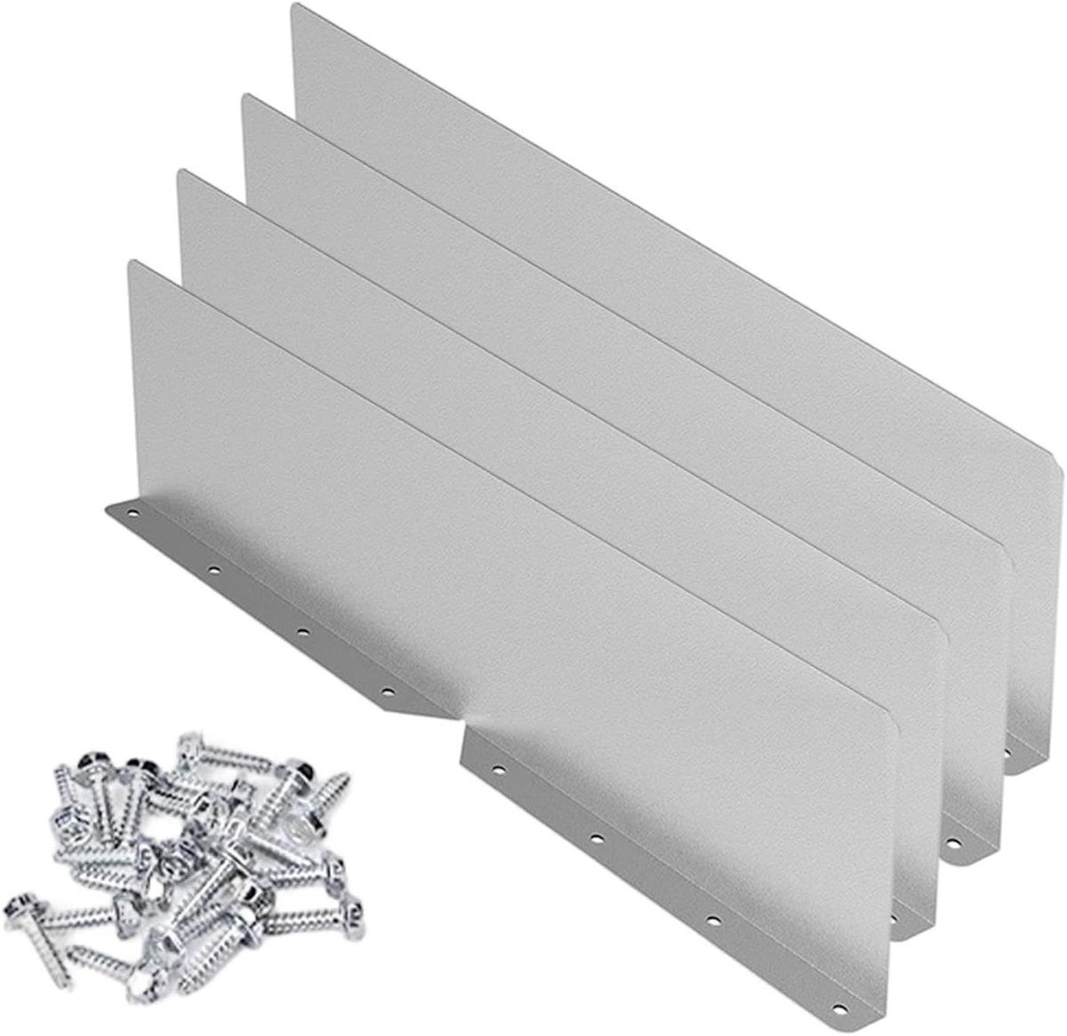 Dakgootbescherming - Regenwaterstroom controle - Waterschade voorkomen - Robuuste aluminium constructie - 4 stuks - Gebogen metaal