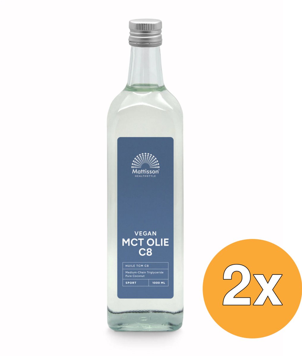 2x Mattisson MCT Olie C8 - Coconut Pure - 99% Caprylic Acid (1000 ml)