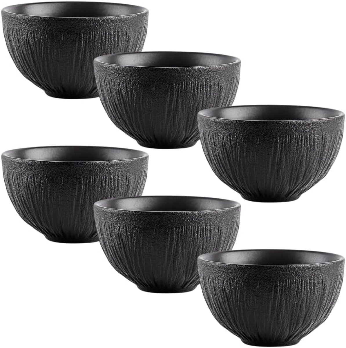 Wilmax Kom Lotus Zwart 250 ml Set van 6 WL-664115/A6