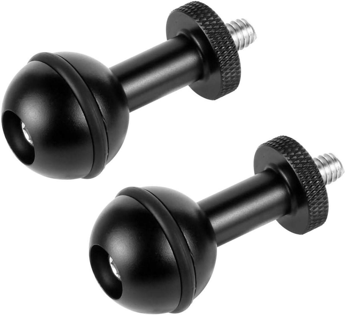 2 Stuks Aluminium 1 Inch Verlengde Balhoofdmontage voor Duikfotografie met 1/4 Draaibare Schroef, Geschikt voor Actiecamera's en Outdoor Avonturen