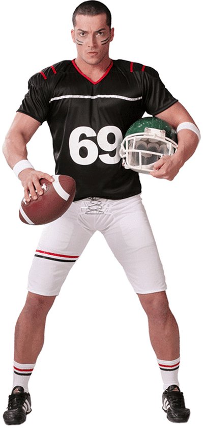 Fiestas Guirca - Quarterback 69 zwart S (46-48) - Carnavalskleding - Carnaval - carnavalskleding 2027 - Carnaval kostuum
