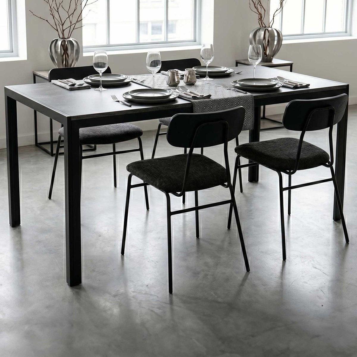 Eettafel Colin | 80 X 160 X 75 Cm | Omkeerbaar Tafelblad | Oak-/Stone-design
