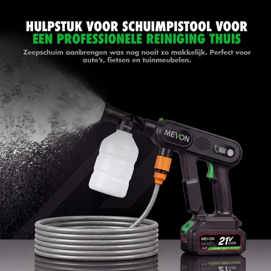 Mevon Hogedrukreiniger - Hogedrukreiniger Accu - Draadloze Hogedrukreiniger - Hogedrukreiniger Auto - Terrasreiniger - Hogedrukspuit - Incl. 2 accu's van Merkloos	 — afbeelding 4