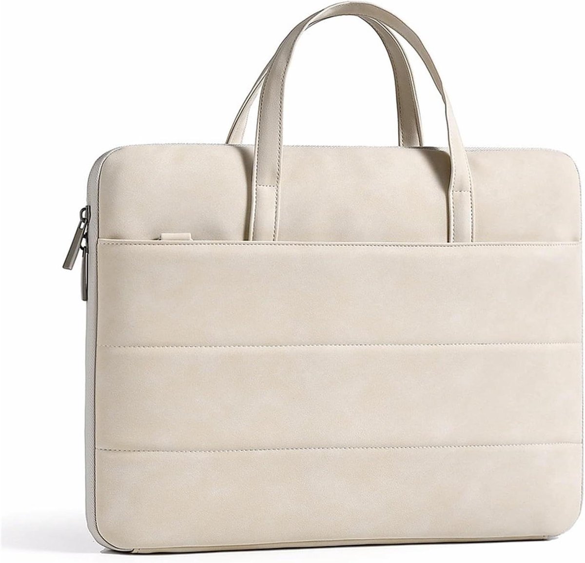 Laptoptas Leer - Aktetas Handtas - Zakenreizen - Minimalistisch Design - 14-16 inch - Wit