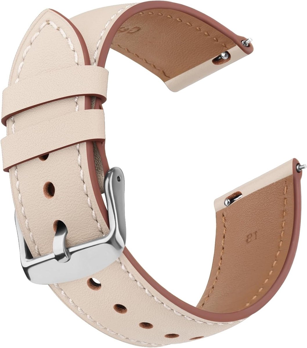 Zachte leren horlogeband voor Garmin Vivoactive 4S, Forerunner 265S en Vivomove 3S, 18 mm vervangband voor mannen en vrouwen