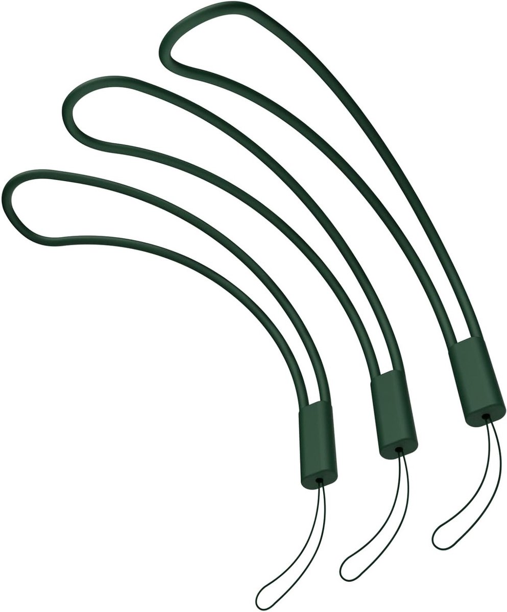 Siliconen Lanyard Polsband voor Mobiele Telefoon, Camera, Sleutels en USB-Sticks - 3-Pack Bosgroen