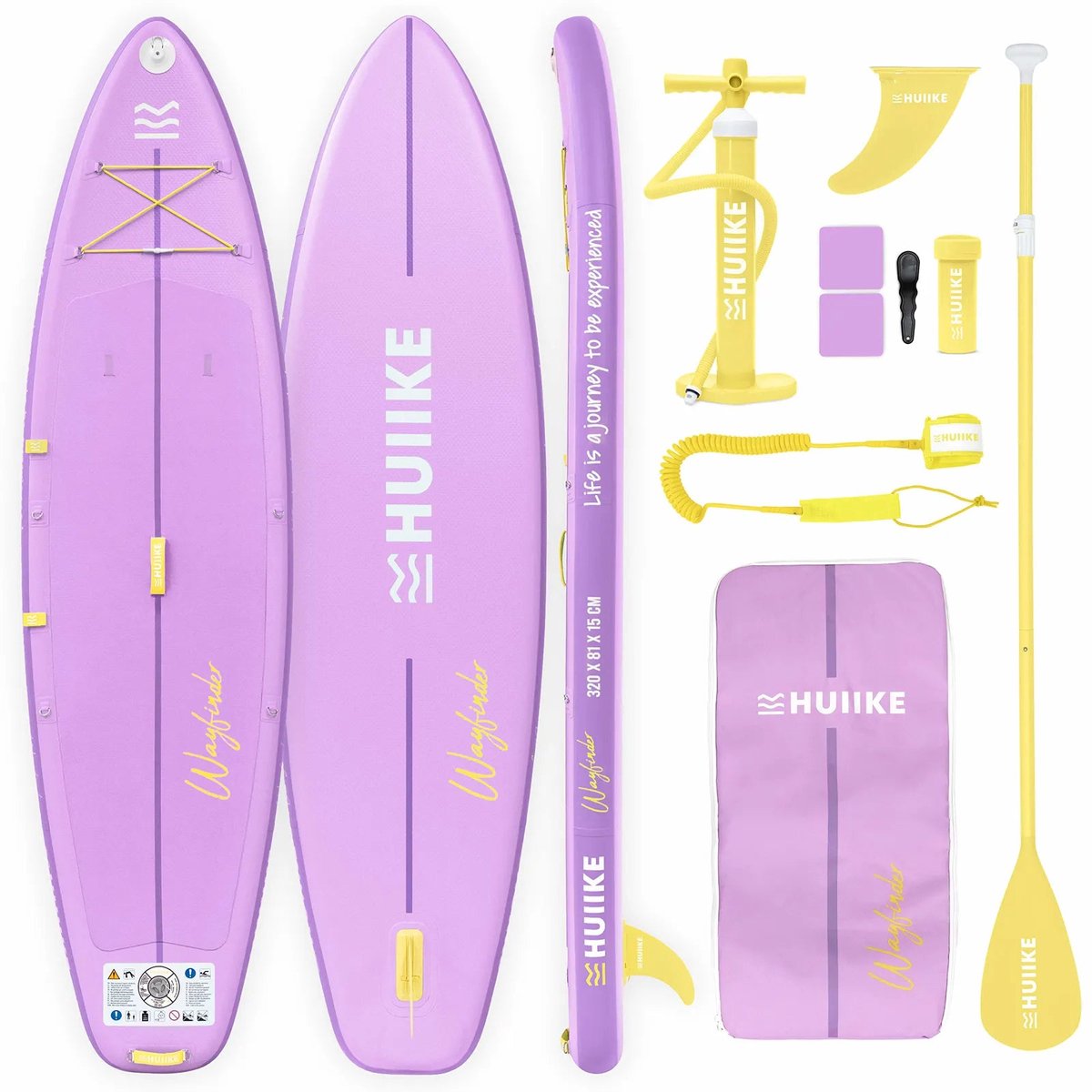 HUIIKE SUP Board Touring - Opblaasbaar Paddle Board met Accessoires, Peddel, Vinnen, Pomp - Stand Up Paddle Hoge Stabiliteit - 320 x 81 x 15 cm - Max. 130 kg
