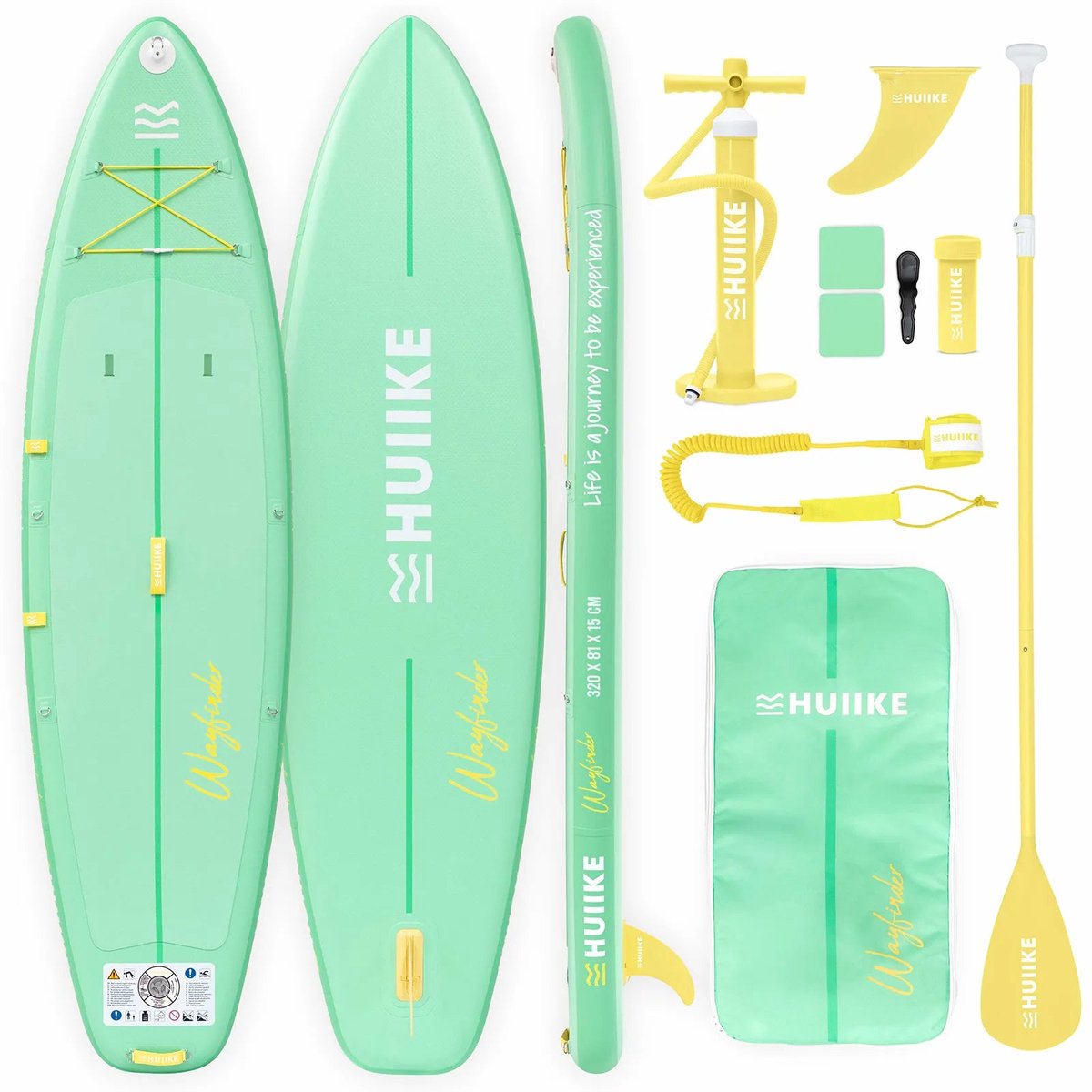 HUIIKE SUP Board Touring - Opblaasbaar Paddle Board met Accessoires, Peddel, Vinnen, Pomp - Stand Up Paddle Hoge Stabiliteit - 320 x 81 x 15 cm - Max. 130 kg