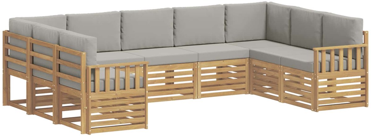 vidaXL Buiten - bank - set - 7 - st - 9-zits - Wit - en - lichtgrijs - Polyester Wit en Lichtgrijs