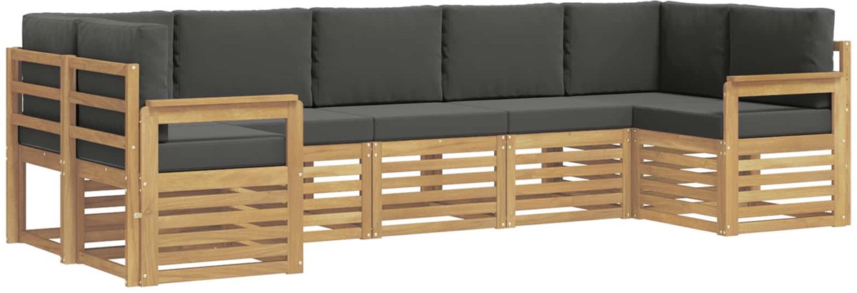 vidaXL Buiten - bank - set - 6 - st - 7-zits - Wit - en - Anthraciet - Polyester Wit en anthraciet