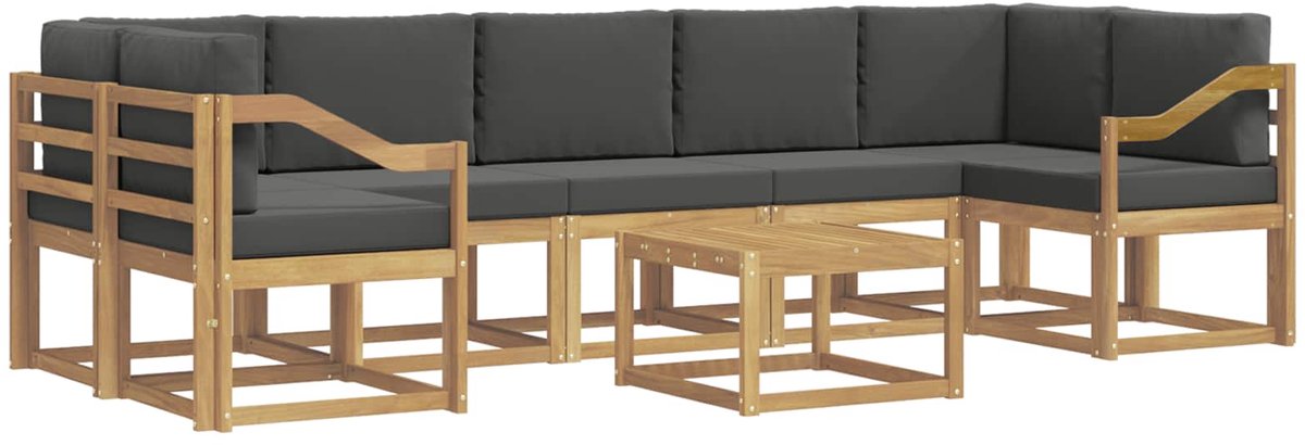 vidaXL Buiten - bank - set - 6 - st - 7-zits - Wit - en - antracietkleurig Wit en antracietkleurig