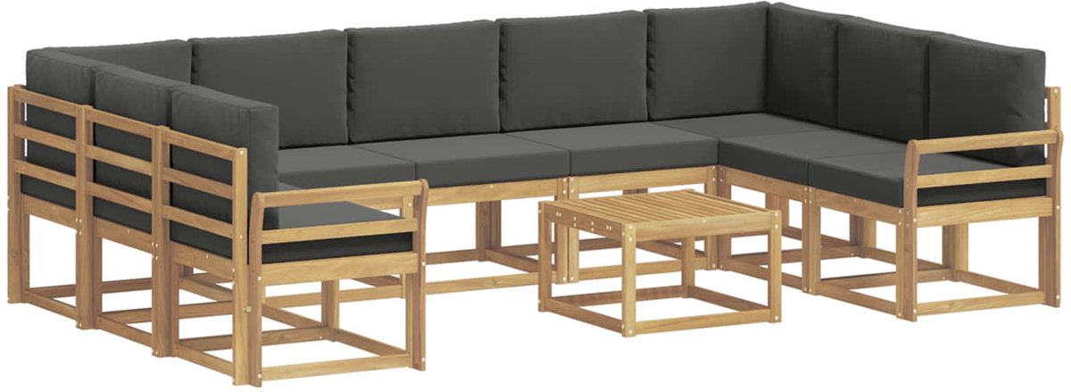 vidaXL Buiten - bank - set - 10 - st - 9-zits - Wit - en - antracietkleurig - Polyester Wit en antracietkleurig