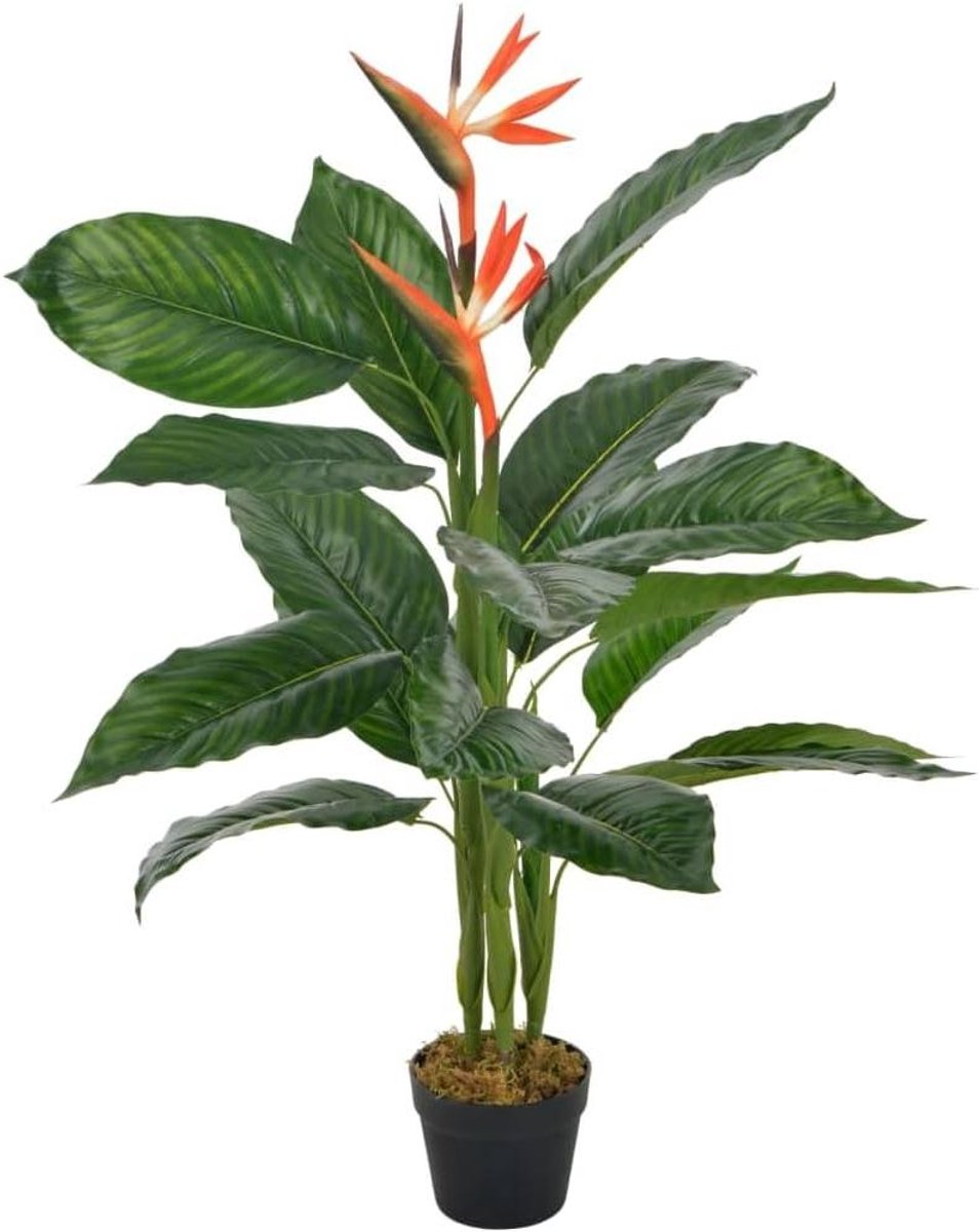 Kunstplant Strelitzia - Decoratieve plant - Interieur verfraaien - Levensechte look - 100 cm - Oranje