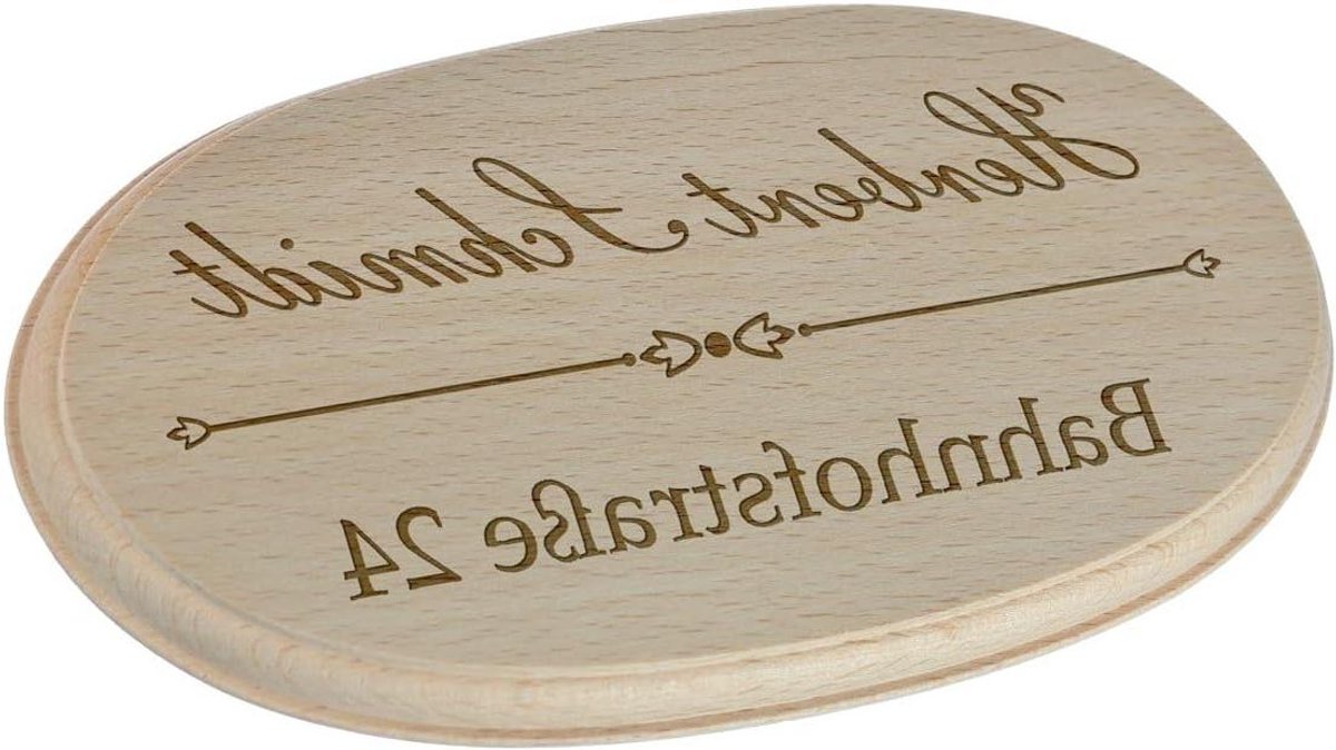 Houten Naambord - Deurplaat Gravure - Huis Personaliseren - Persoonlijke Gravure - 17.5 x 9.9 cm - Bruin