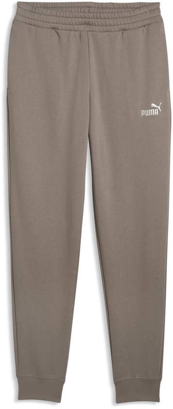 Bruine Puma joggingbroek met elastische tailleband en klein Puma-logo op de linker dij.