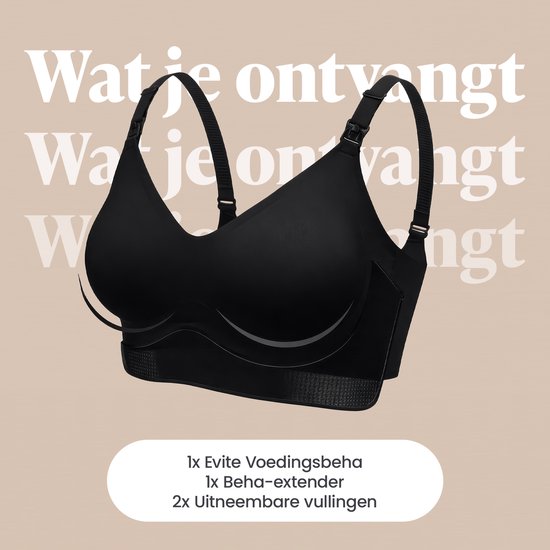 Evite Seamless Voedingsbh - Naadloze Borstvoedingsbh - Zwangerschapsbh - Zonder Beugel - Slaapbh - Comfort - Midnight Black - Maat XL