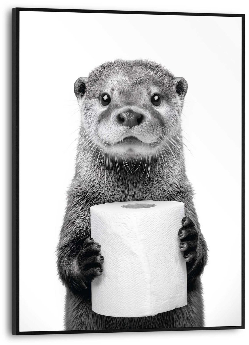 Schilderij Otter met toiletpapier - 40 x 30 - Hout - REINDERS