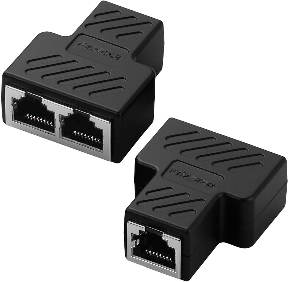 RJ45 Splitter - Ethernet Koppeling - Netwerk Uitbreiden - 1 naar 2 poorten - 2 stuks - Zwart