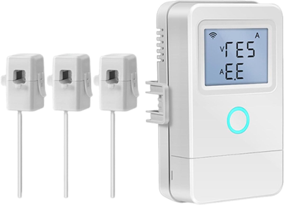 Energiemonitor - Stroommeter - Energieverbruik meten - Realtime WiFi-monitoring - 3 Klemmen 100A - Wit