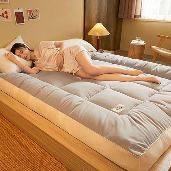 Japanse Futonmatras - Vloermatras Gastenmatras - Comfortabel Slapen - Draagbaar Opvouwbaar - 15 x 2 m - Grijs — afbeelding 4