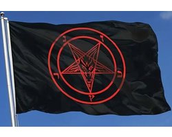 Pentagram Vlag 150x90CM - Pentakel - Occultisme - Hekserij - Satan - Baphomet - Flag Polyester