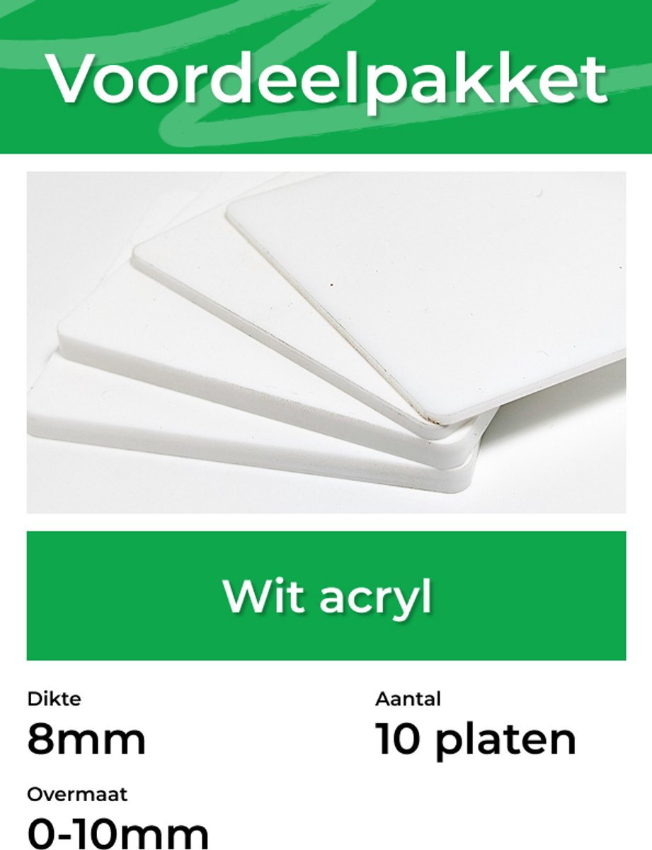 Voordeelpakket - Wit - per 10 platen - Dikte: 8mm
