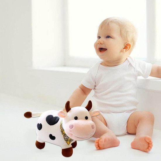 Dierenpluche Pop - Knuffel Dier - Kinderen Spelen - Zacht PP Katoen - 25 x 20 cm - Bruin Wit — afbeelding 3