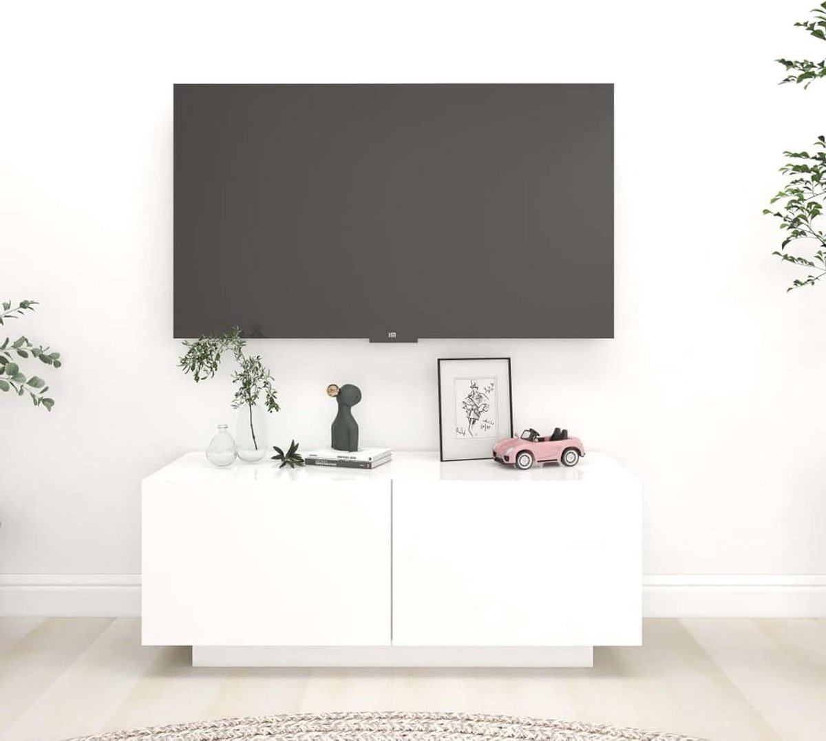 TV Kast Dressoir - Lowboard Meubel - Media Opbergen - Robuuste Constructie - 100x35x40 cm - Wit