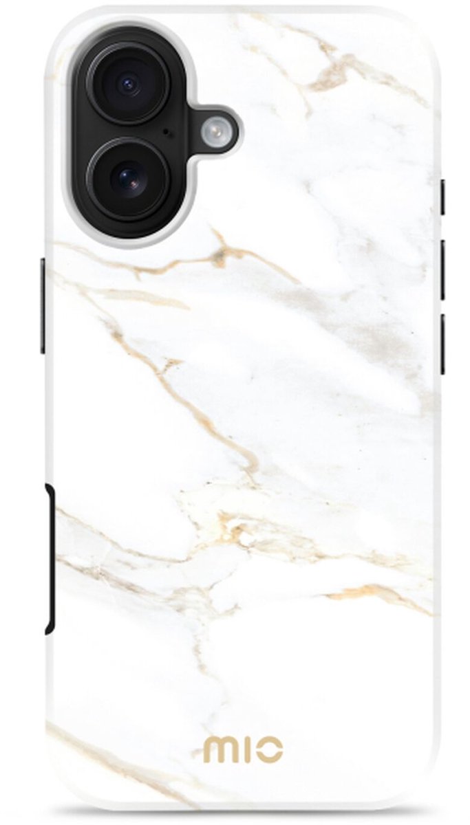 MIO Hoesje Geschikt voor Apple iPhone 17 - Compatibel met MagSafe / Qi2 - Hard Shell Back Cover Case White Marble