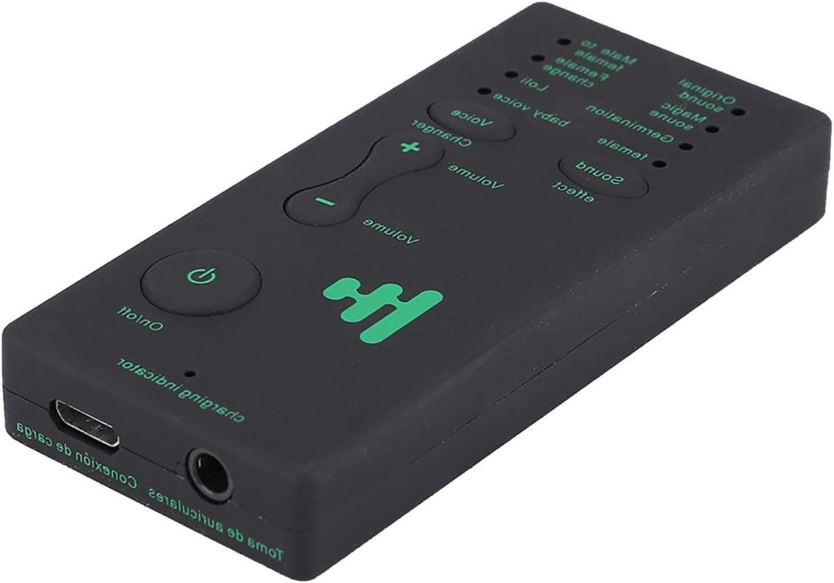 Spraakwisselaar Mini - Stemvervormer Geluid - Interactieve Gesprekken - Vier Geluidseffecten - 7.5 x 3.5 cm - Zwart
