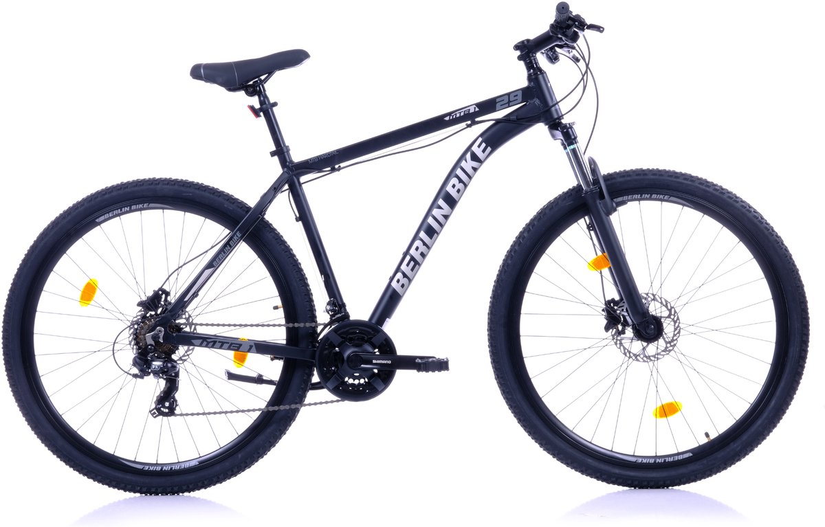 Berlin Bike MTB - Mountainbike 29 inch - 21 versnellingen Shimano - Framemaat: 51 cm - Zwart/Zilver