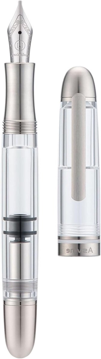 Titanium Vulpen met Piston Navulling, Stub Nib 1.1mm voor Calligrafie en Tekenen, Inclusief Pennenhouder en Accessoires
