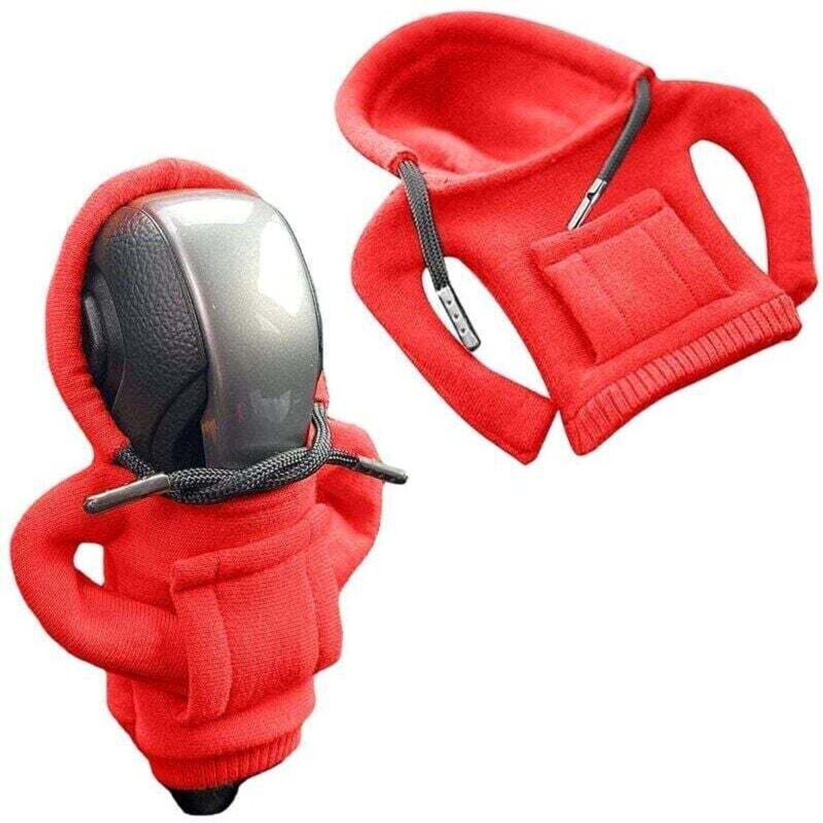 Schakelhendelkop met dop, schakelhendelhoes, schakelhendelbescherming, leuke hoodie, autoversiering, rood