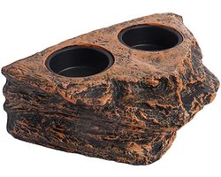 VHV - Reptielen voerbak - Magnetische voerbak - Voederplateau - Terrarium accessoires - Magnetisch - Met 2 bakjes - Voor gekko, hagedis en kameleon - Zwart