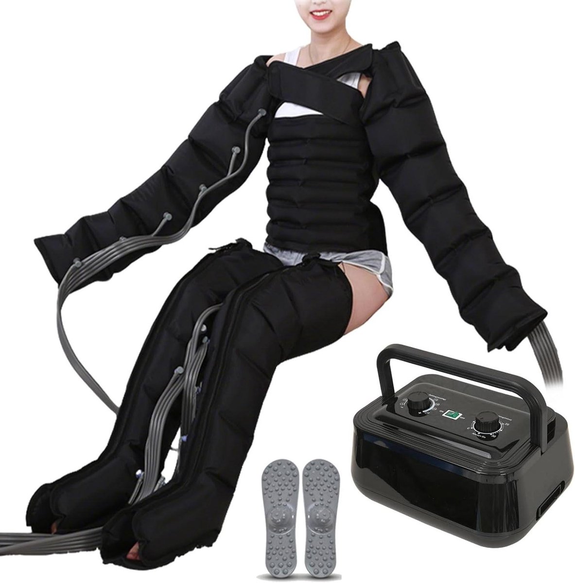 Beenmassager - Lymfedrainage apparaat - Spierontspanning - 6 Luchtkamers - 0-235 mmHg - Zwart