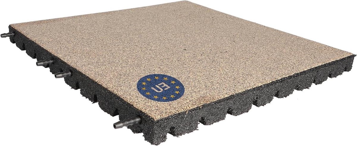 Valdempende Tegels - Veiligheid Tegels - Speelplekken Beveiligen - Valbescherming Gecertificeerd - 50x50cm 40mm - Zandkleur