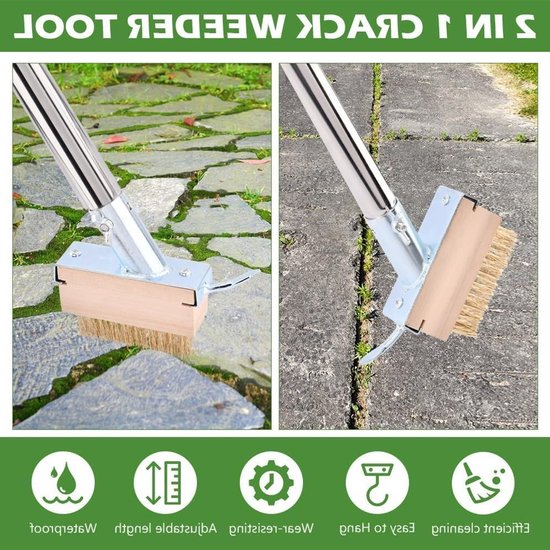 Voegenborstel Onkruidkrabber met Verstelbare Steel en Tuinhandschoenen van Merkloos	 — afbeelding 3