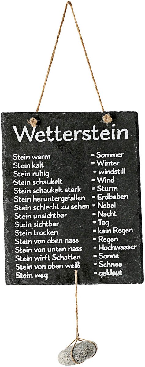 Dailygoody - Weerstation - Leisteen weerbord - Decoratie voor huis en tuin - Grijs - Weerstation met steen - Geschikt voor binnen en buiten - Leisteen