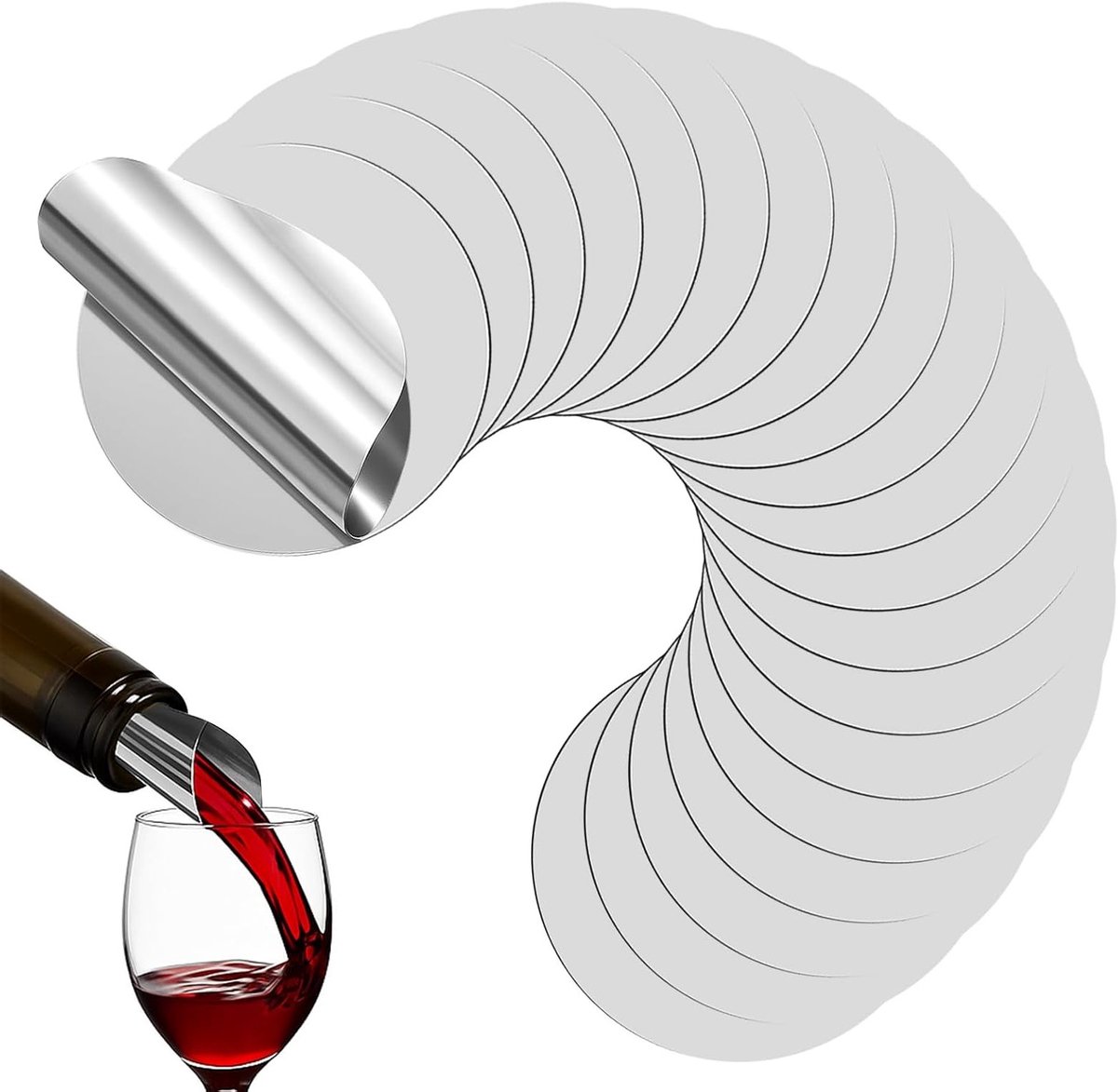 Herbruikbare wijn inschenkgieten, druppelvrije schenkinrichting, perfect voor wijnliefhebbers, 20 stuks in verpakking