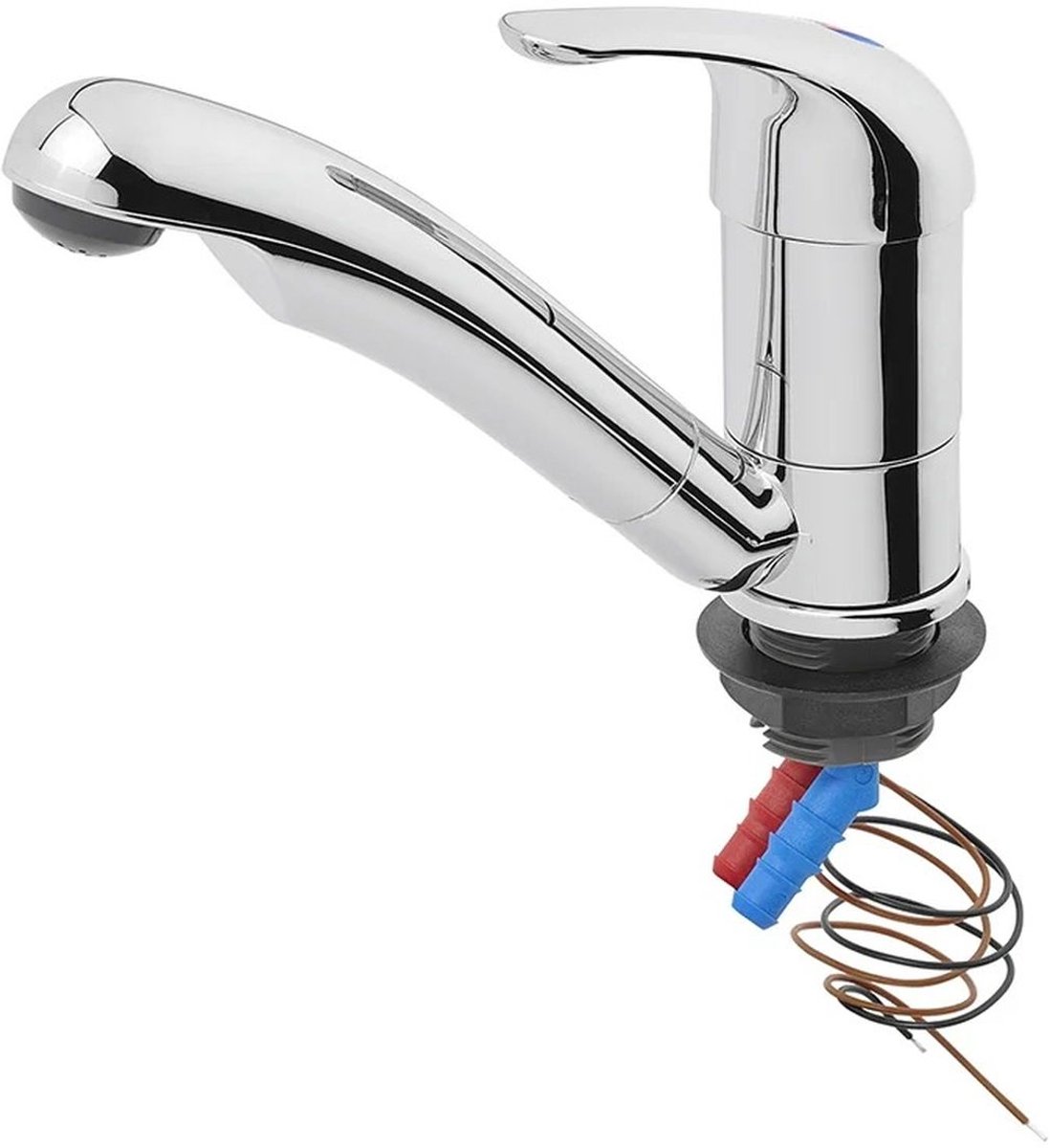 Mengkraan Warm/Koud Water Keramik Carino 12V Ø33 mm Chroom – Camping Waterkraan voor Camper en Caravan