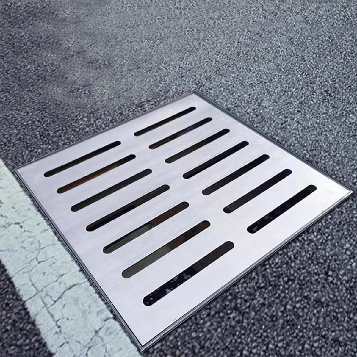 Vierkante Afvoerdeksel - Vloerrooster Riool - Buiten Drainage - Roestvrij Staal 304 - 35 x 35 x 3 cm - Zilver
