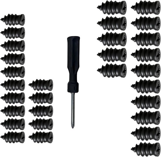 Bandenreparatieset - Platte banden reparatie - Onderweg repareren - 30 stuks rubberen nagels - 15 kleine + 15 grote - Zwart — afbeelding 5