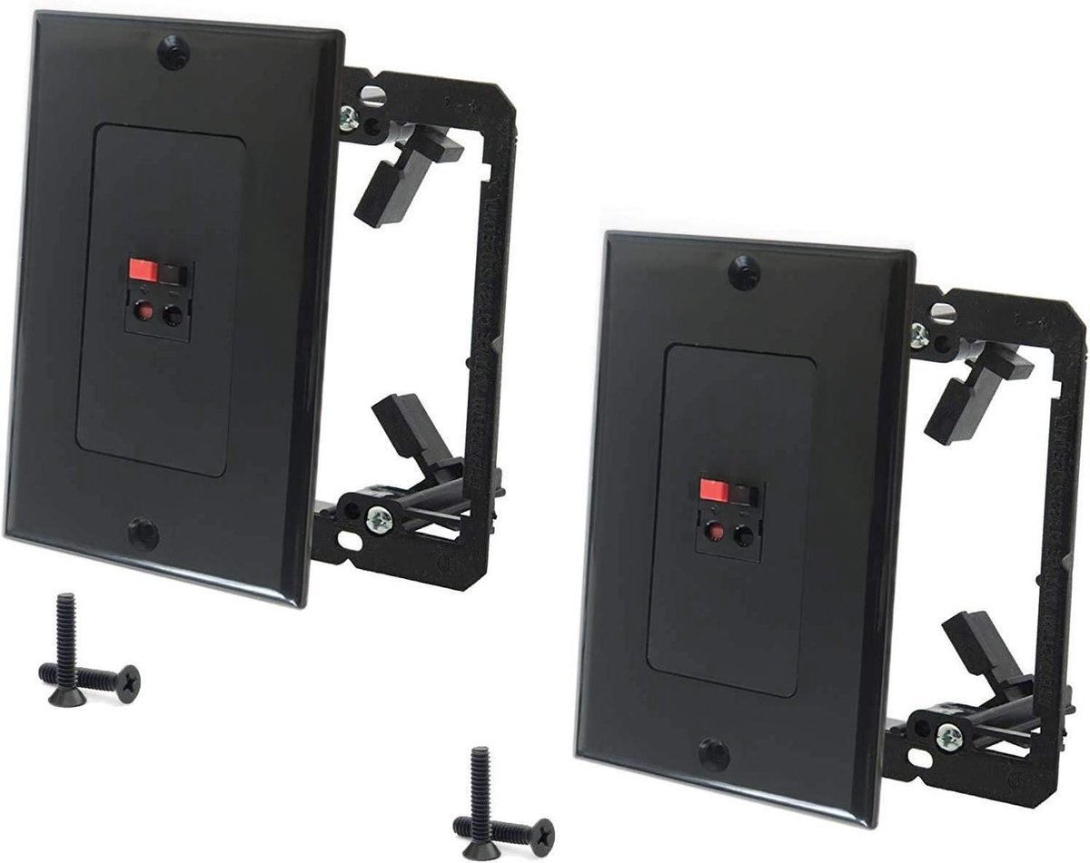 Luidspreker Muurplaten - Speaker Wall Plates - Home Theater Aansluiten - Verende Aansluitingen - 2 Pack - Zwart