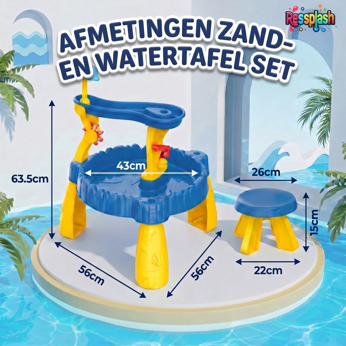 Ressplash® Watertafel - Zandtafel - Speeltafel voor kinderen - Inclusief speelaccessoires - Tuin/buiten — afbeelding 4