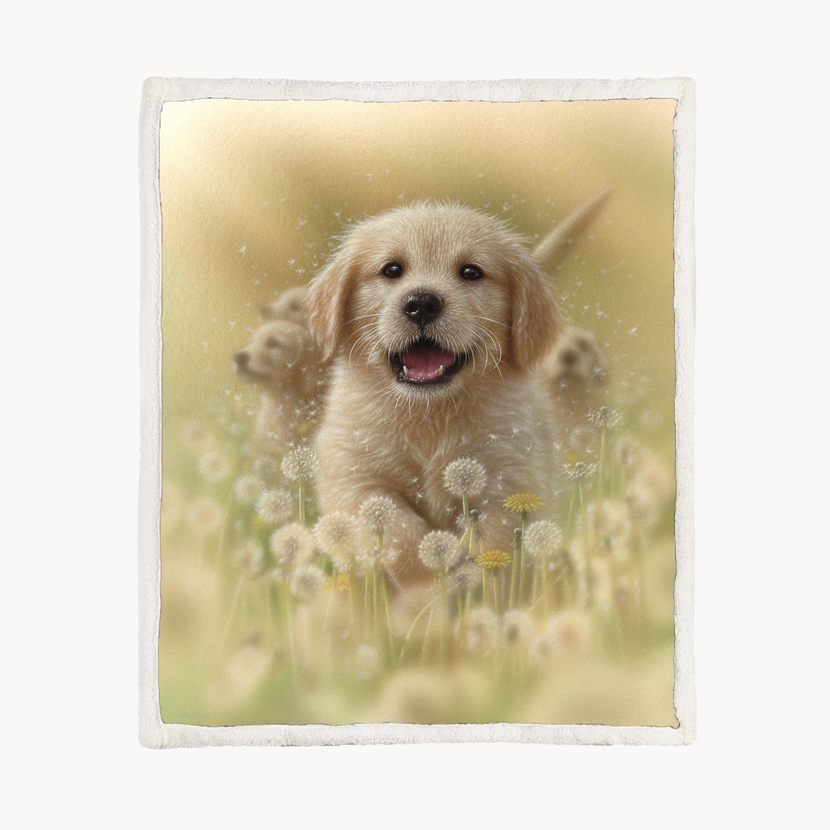 Golden Retriever Fleece Deken 130*150cm Golden Pup - Dandelions