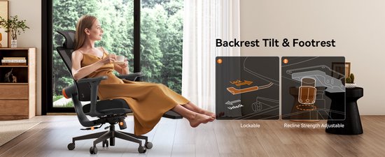 Newtral MagicH-BP Ergonomische Stoel - Voetsteun, Auto-following Lendensteun, Afneembare Workstation, 4D Armleuningen, Zitdiepte Verstelbaar — afbeelding 5